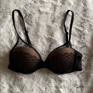 Victoria’s Secret Black Nude Design Fabulous Lined Demi Bra size 32C
